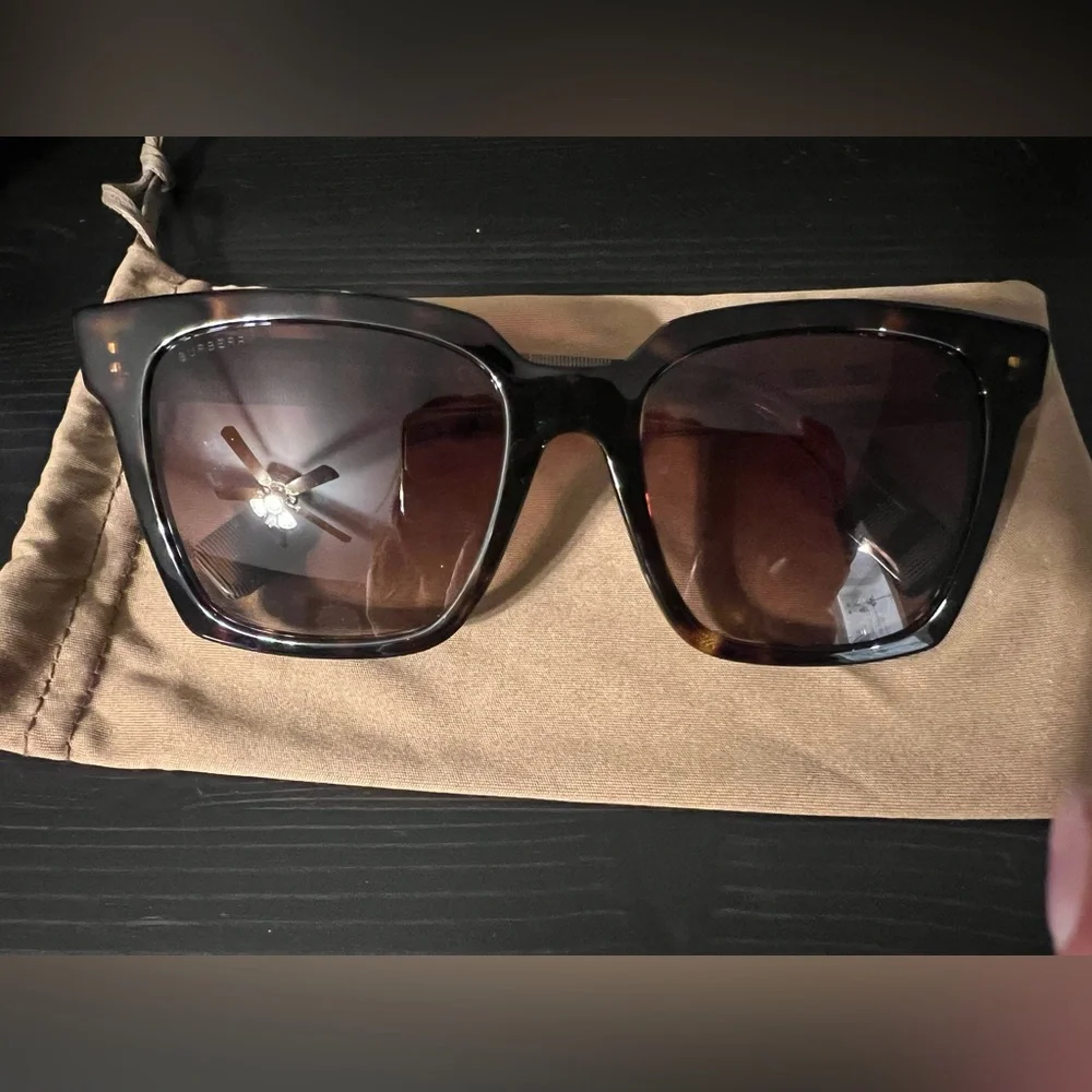Burberry Tortoiseshell Square Sunglasses with Brown Lenses